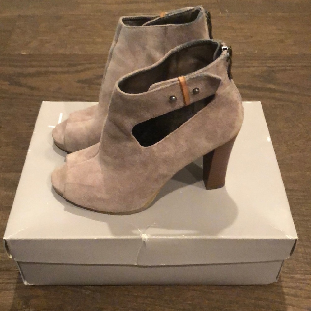 Loft peep toe heeled booties
